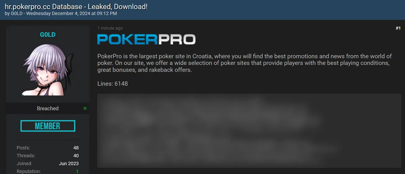 A Threat Actor Claims to have Leaked Data of PokerPro