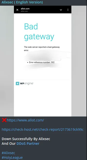 Alixsec Targeted the Website of Allot