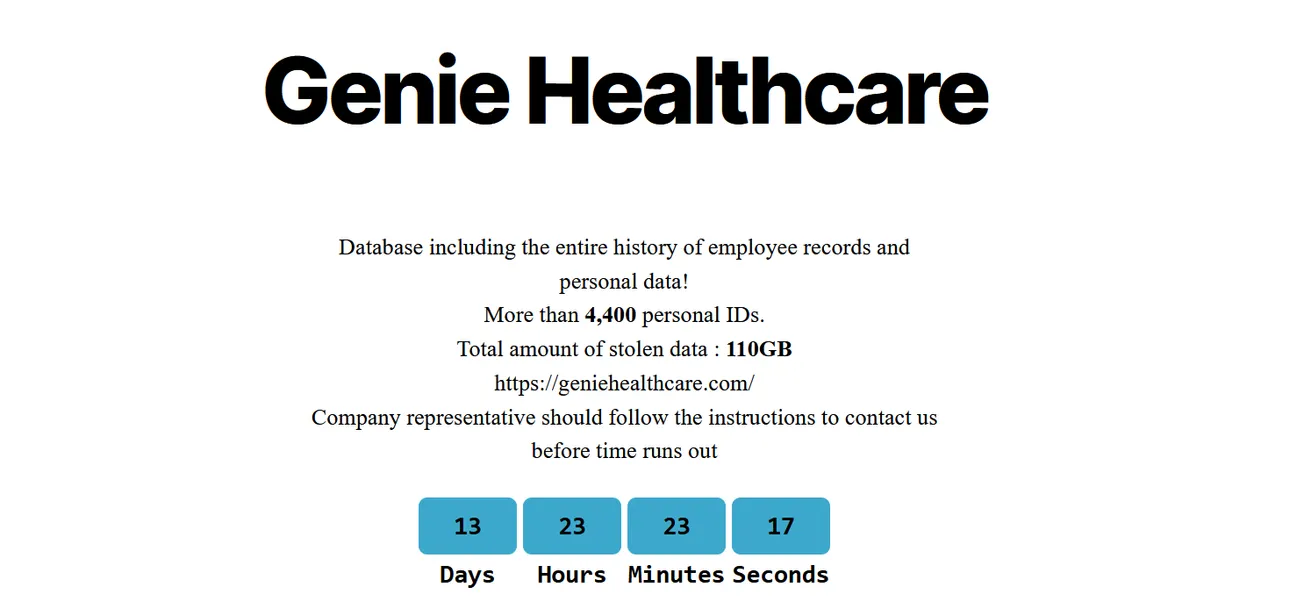 Genie Healthcare Has Been Claimed a Victim to Everest Ransomware