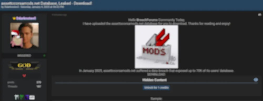 Alleged Database Leak of Assetto Corsa Mods