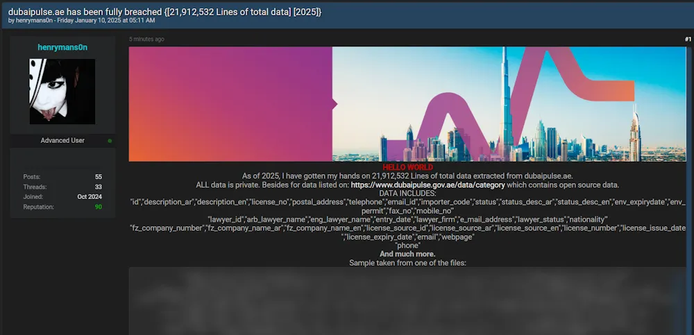 henrymans0n Claims to have Leaked the Data of Dubai Pulse