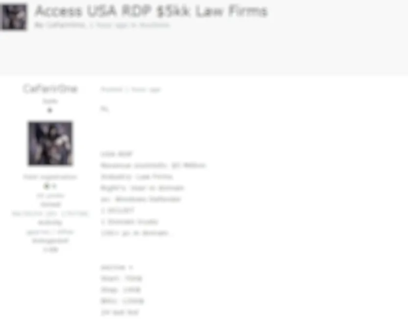 A Threat Actor Claims to be Selling Access to an Unidentified US Law Firm