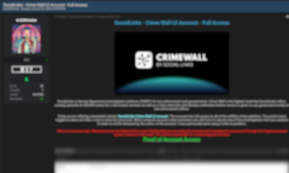 A Threat Actor Claims to be Selling Access to SocialLinks Crime Wall