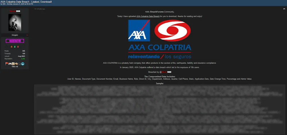 888 Claims to have Leaked the Data of AXA COLPATRIA