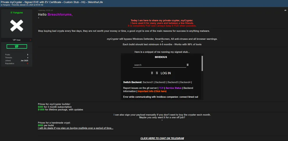 A Threat Actor is Selling MyCrypter