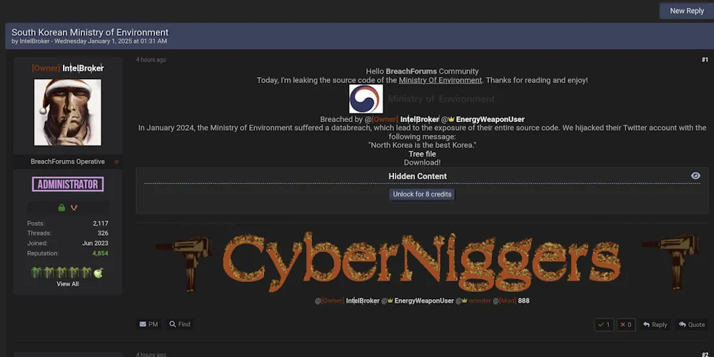 IntelBroker and EnergyWeaponUser Allegedly Leaked the Source Code of Ministry of Environment
