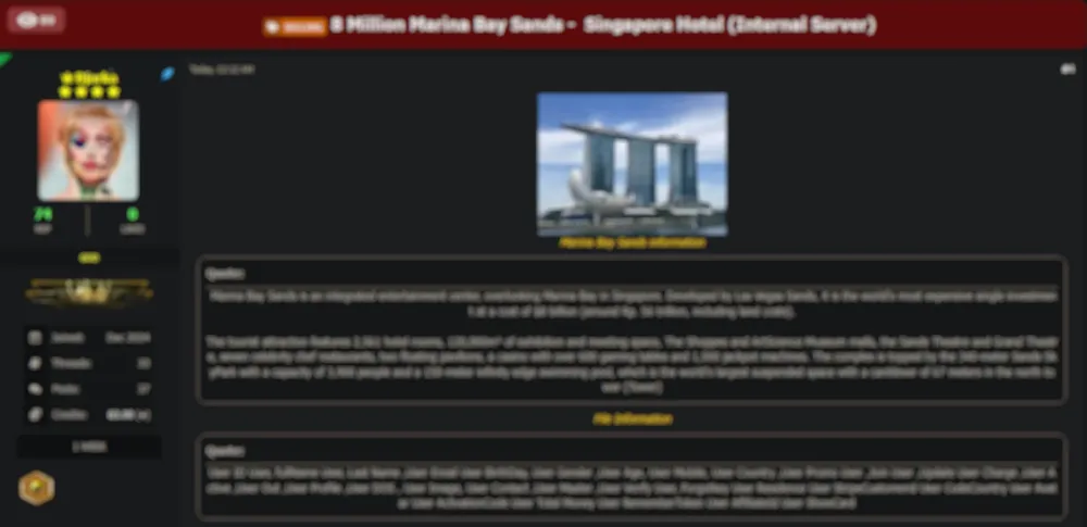 A Threat Actor Claims to be Selling the Data of Marina Bay Sands