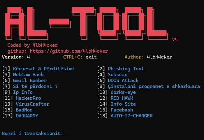 Albanian Hacking Tool: Ethical Hacking, Social Media Hacks, Phone Info, and More