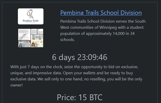 Pembina Trails School Division Has Fallen Victim to RHYSIDA Ransomware