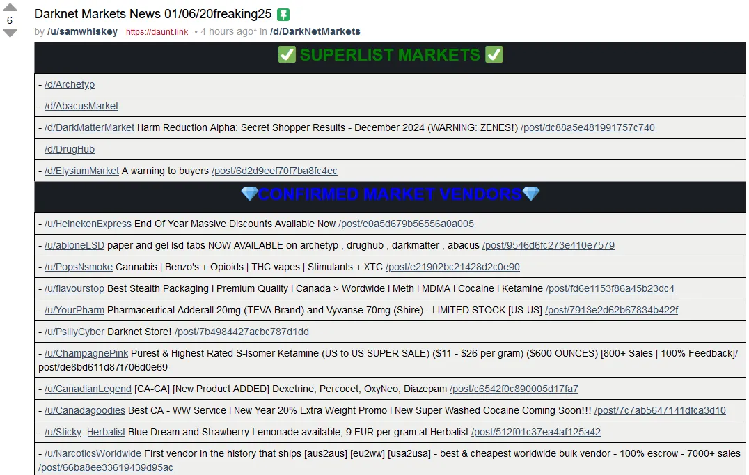 Darknet Market News - 6th of January 2025