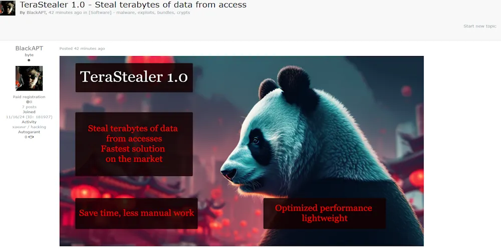 A Threat Actor is Selling TeraStealer 1.0