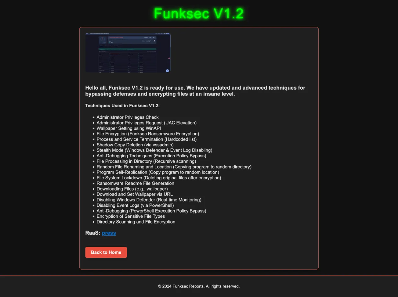 Funksec Ransomware has released v1.2