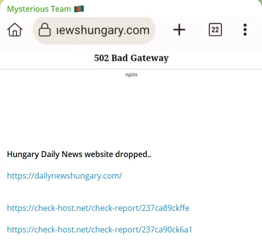 Mysterious Team Bangladesh Targeted the Website of Daily News Hungary