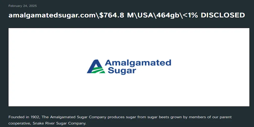 Amalgamated Sugar Company Has Fallen Victim to Cactus Ransomware