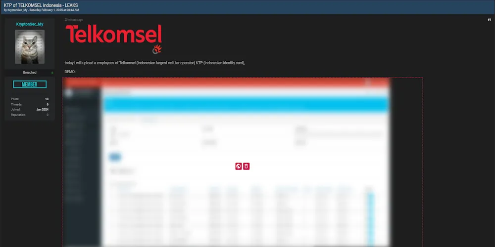 A Threat Actor Claims to have Leaked Data of Telkomsel