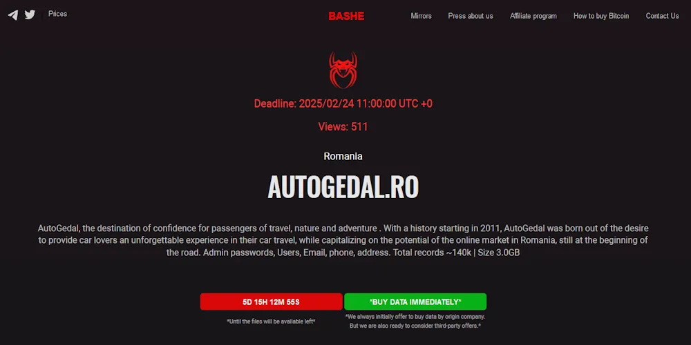 Auto Gedal Has Fallen Victim to BASHE Ransomware