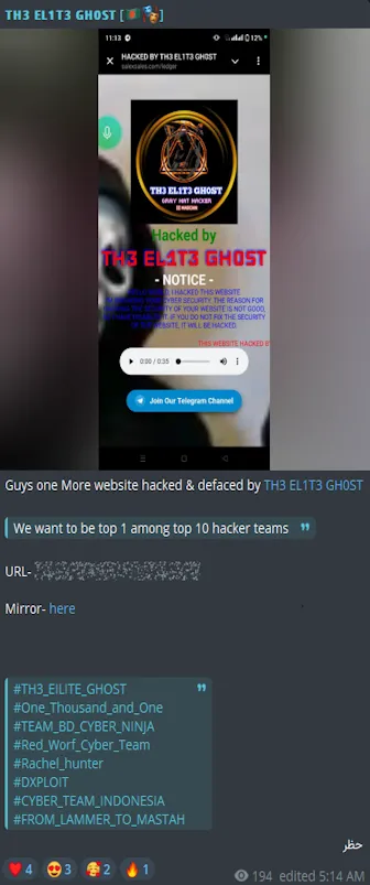 TH3 EL1T3 GHOST Defaced the Website of Salex Sales Corporation