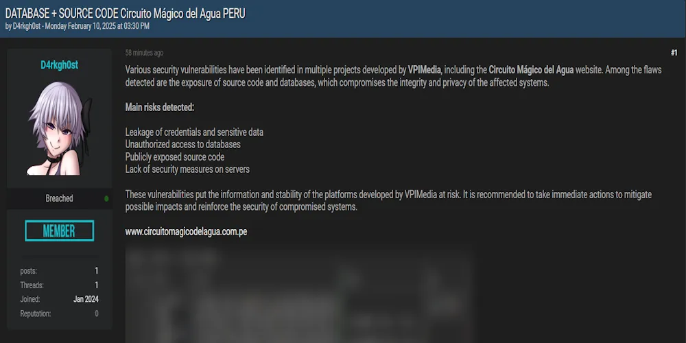 A Threat Actor Claims to have Leaked the Data and Source Code of Circuito Mágico del Agua
