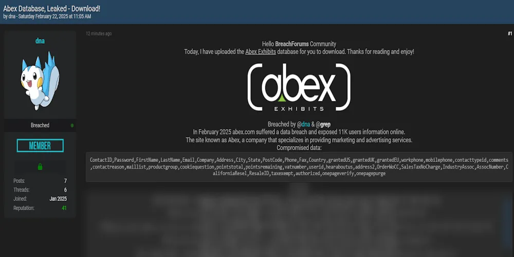 dna and grep Claim to have Leaked the Data of Abex Exhibits