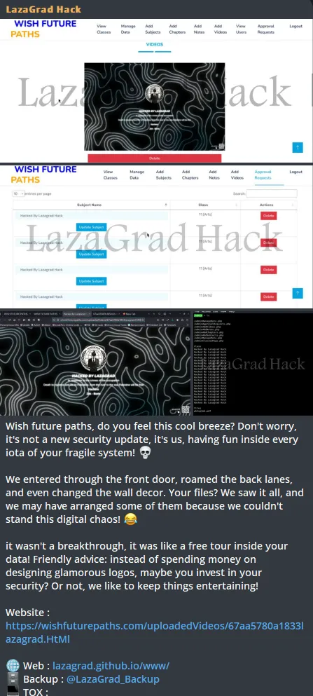 LazaGrad Hack Defaced the Website of Wish Future Paths