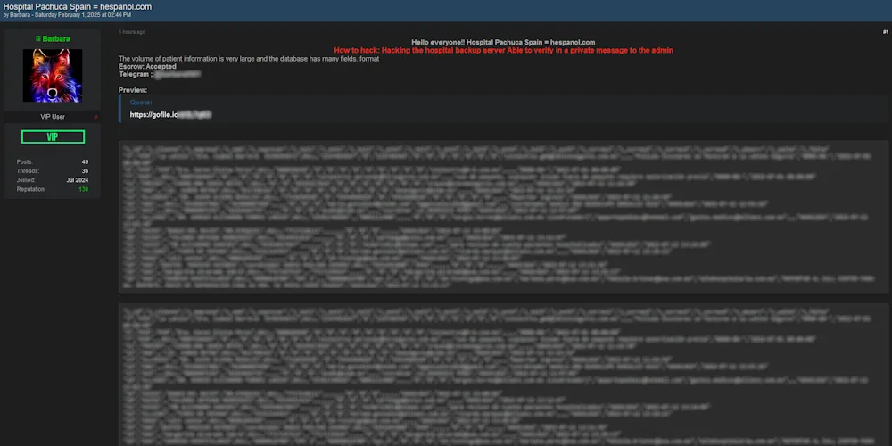 A Threat Actor Claims to be Selling Data of Spanish Hospital in Mexico