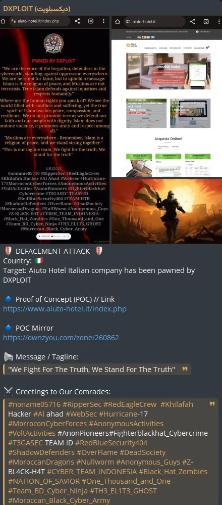 DXPLOIT Defaced the Website of Aiuto-Hotel.it