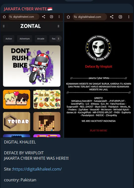 JAKARTA CYBER WHITE Defaced the Website of ZONTAL