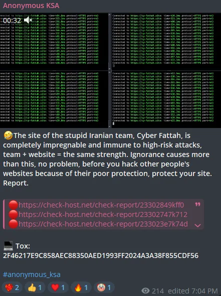 Anonymous KSA Targeted the Website of Fattah Cyber Team