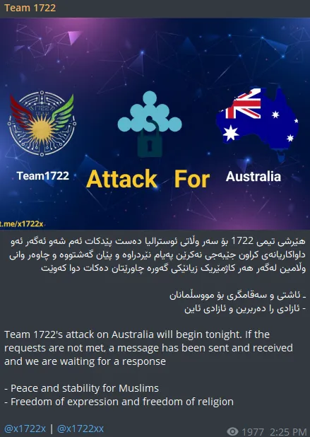 Team 1722 Claims to Target Australia