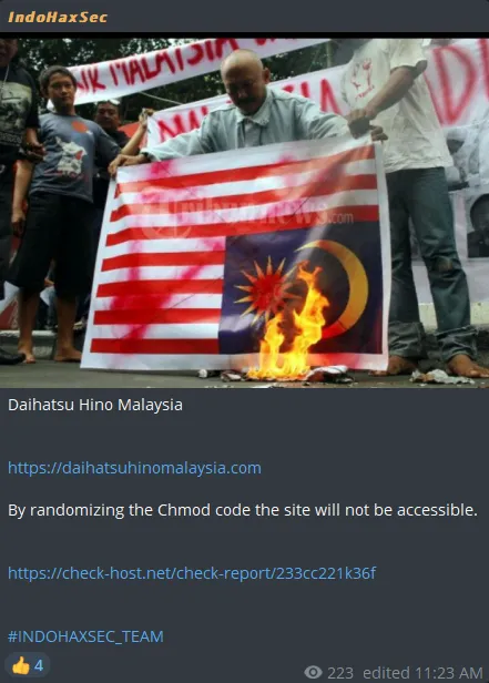 INDOHAXSEC Targeted the Website of Daihatsu Hino Malaysia