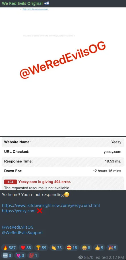 We Red Evils Original Targeted the Website of Kanye West's Yeezy