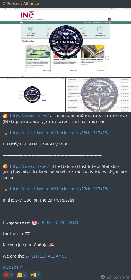 Z-PENTEST ALLIANCE Targeted the Website of National Statistics Institute