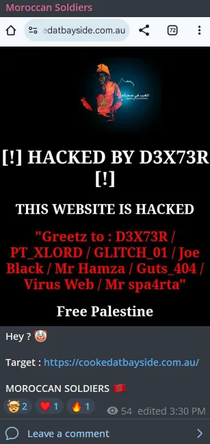 Moroccan Soldiers Defaced the Website of Cooked at Bayside