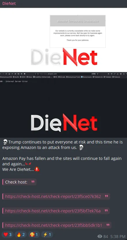 DieNet Targeted the Website of Amazon Pay