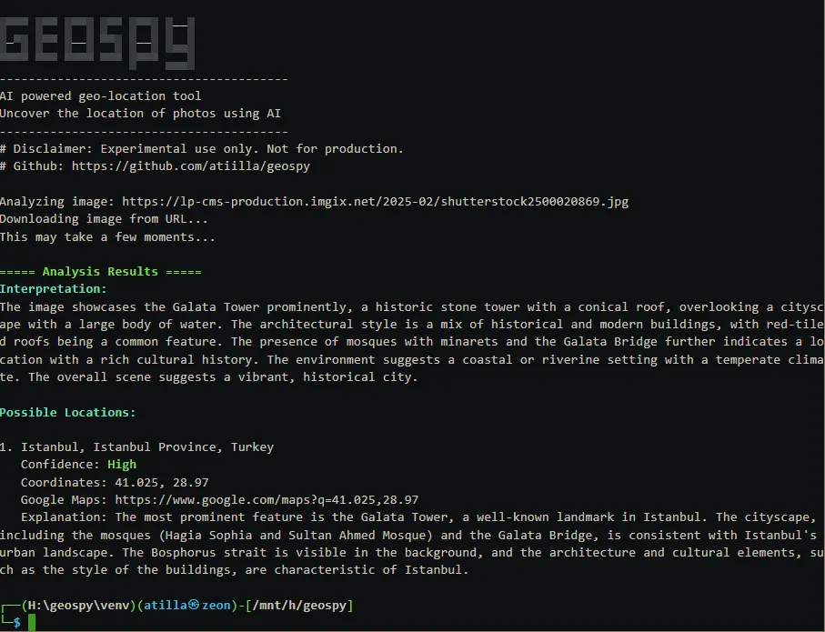 geospy: A Python tool using Google's Gemini API to uncover the location ...