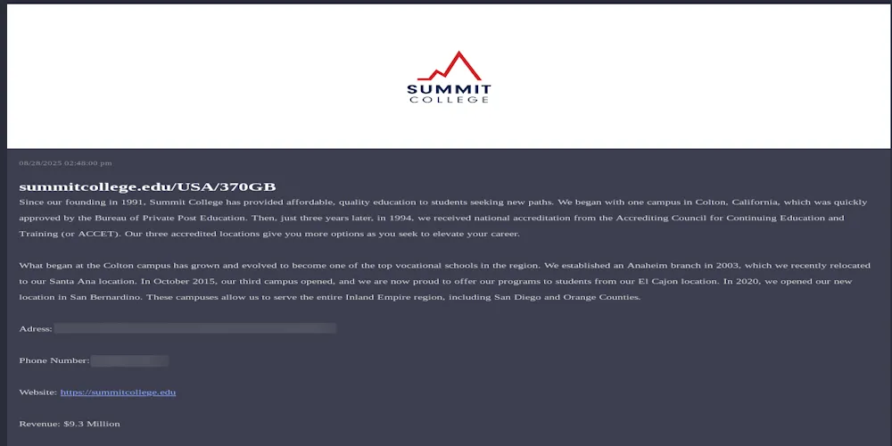 Summit Career College Falls Victim to Kairos Ransomware