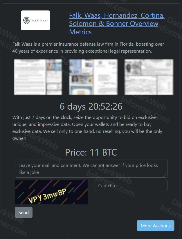 Florida Insurance Defense Law Firm Falk Waas Hit by Rhysida Ransomware Attack