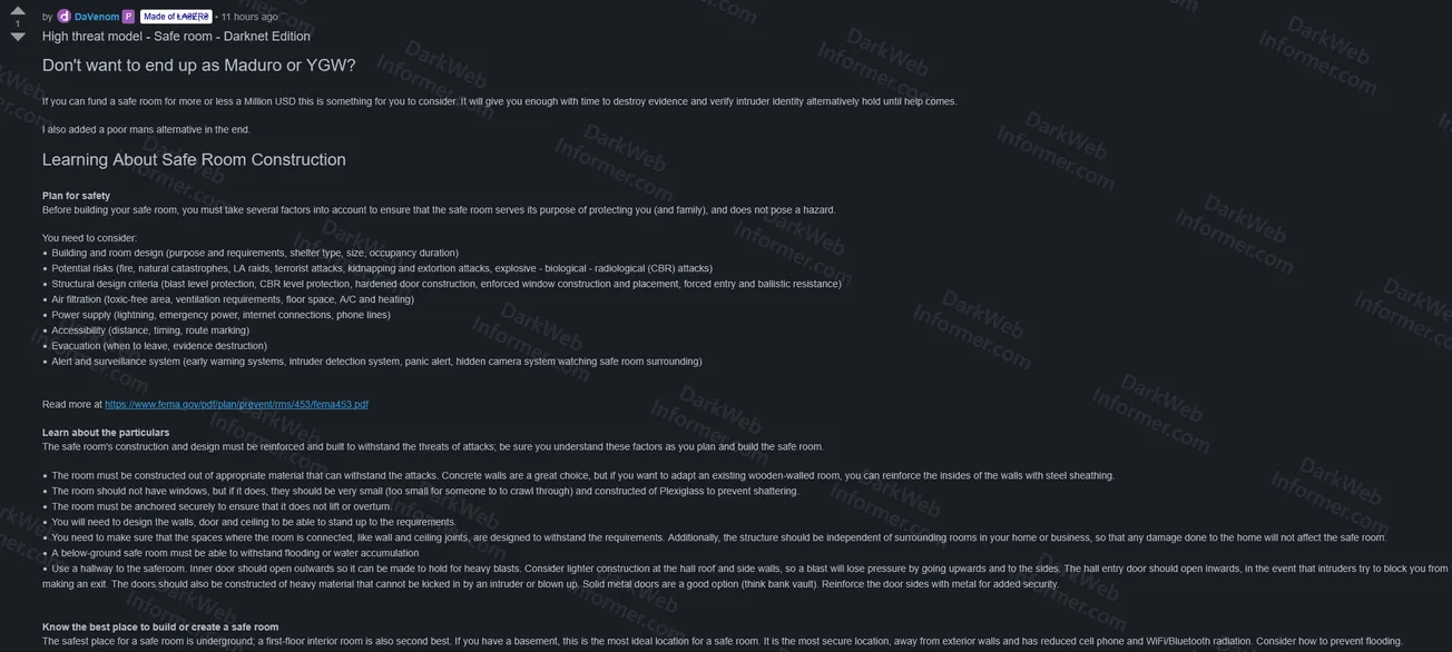 High threat model - Safe room - Darknet Edition