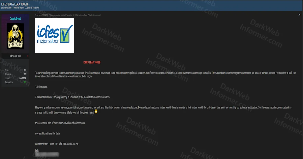 Alleged Data Leak Exposes 30 Million Colombian Citizens From ICFES National Education Database