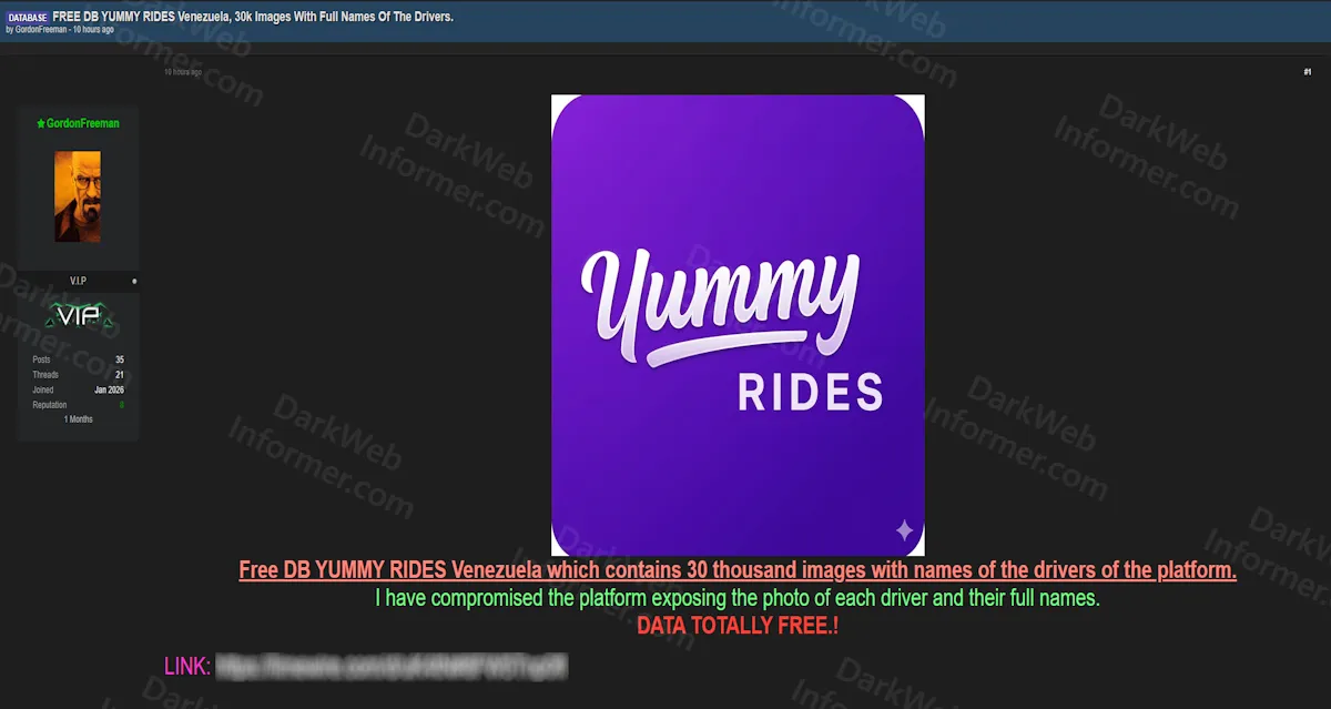 Yummy Rides Venezuela Driver Database Leaked With 30,000 Photos and Full Names