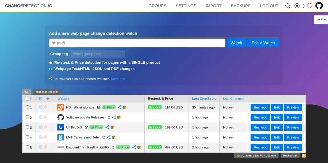 changedetection.io: Self-Hosted Website Change Monitoring with 30k Stars and 203 Releases